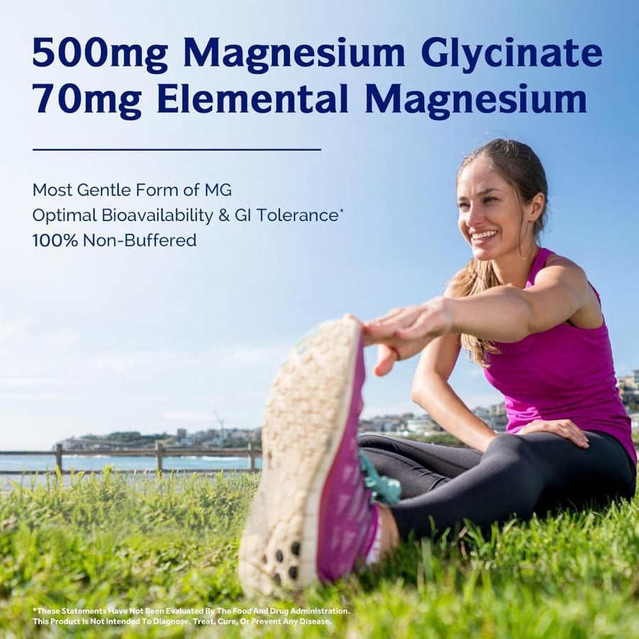Innate Vitality Magnesium Glycinate 500mg | 70mg Elemental Magnesium Supplement - High Absorption, Non Buffered, Non-GMO & No Gluten - Vegan - Nerve Health - 120 Capsules (Pack of 1)