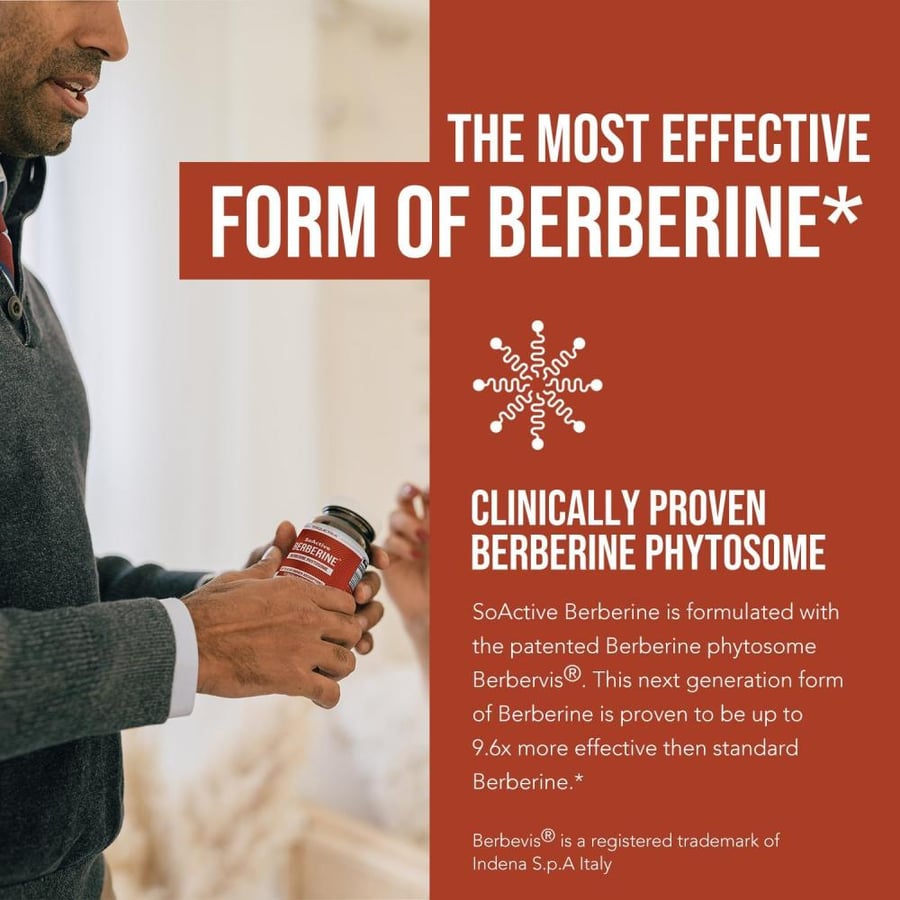 SoActive Berberine 550mg: 9.6X Higher Absorption, Clinically Proven Most Effective Berberine - Optimized Berberine Phytosome | Clinically Validated Dose | Metabolism, AMPK | 60 Servings