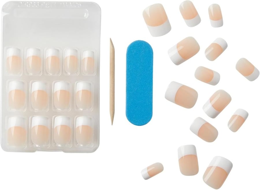 KISS Everlasting French Nail Kit EF05, White, 28 pieces