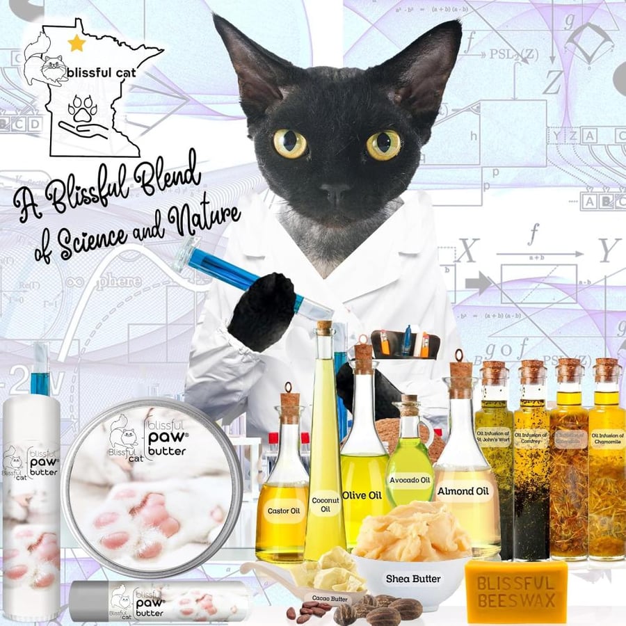 The Blissful Dog Cat Paw Butter, Moisturizer for Dry Paw Pads, Softens and Protects a Rough Paw, Versatile, Lick-Safe Cat Paw Balm, 0.15 oz.