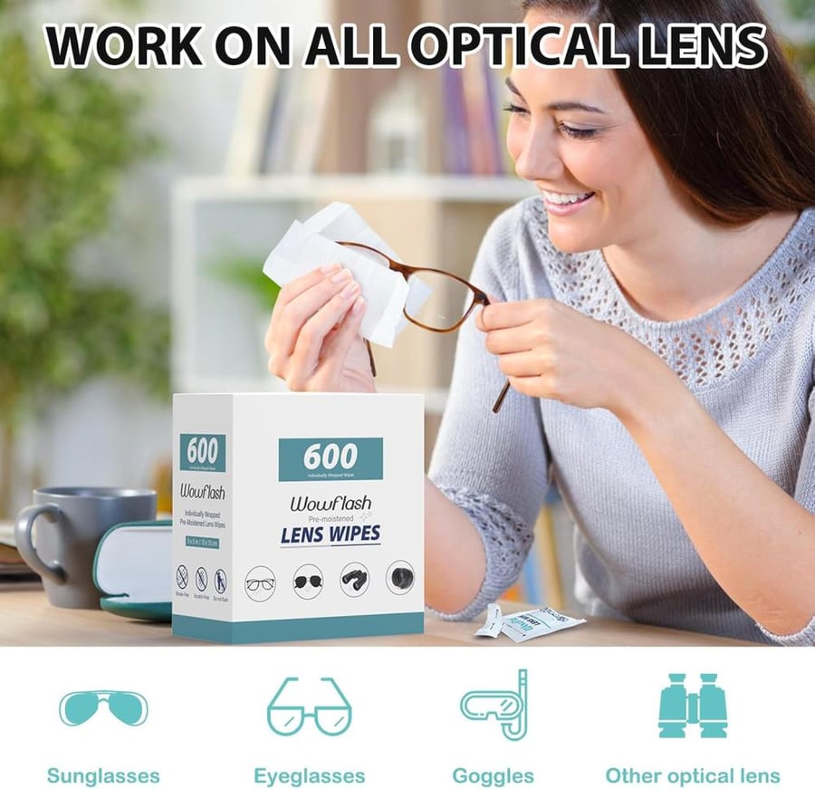 600 Count Pre-Moistened Lens Wipes for Eyeglasses