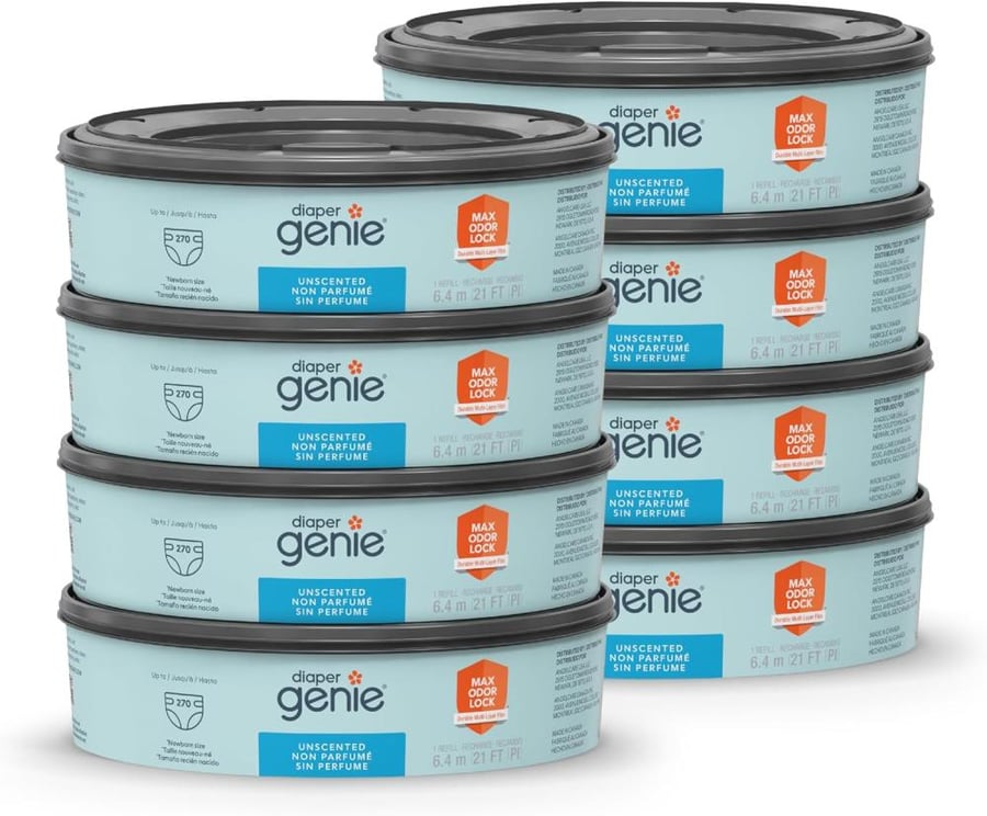 Diaper Genie Playtex Refill Bags, Ideal for Pails, Registry Gift Set, Pack of 8, 2160 Count