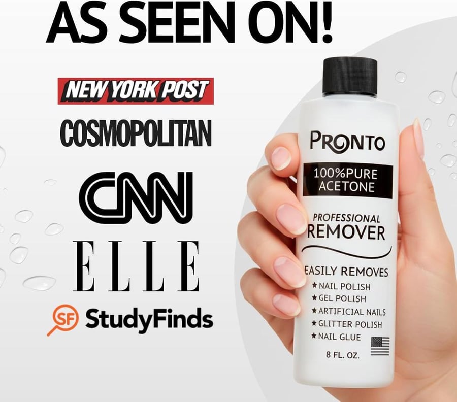 Pronto Pure Acetone - Quick, Professional Nail Polish Remover for Natural, Gel, Acrylic, Sculptured Nails (8oz)