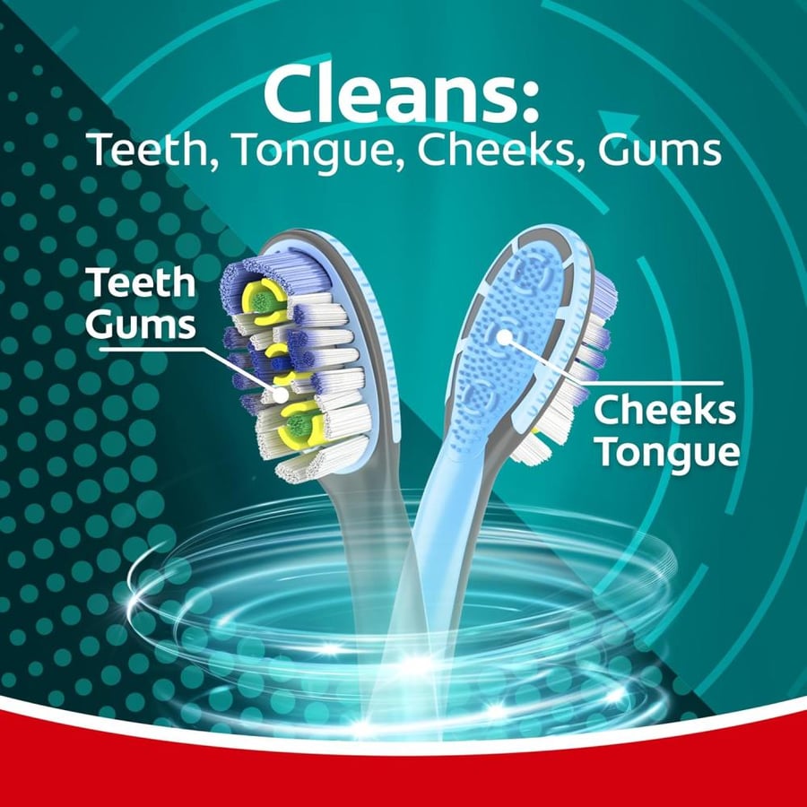 Colgate 360 Sonic Battery Power Electric Toothbrush with Floss-Tip Bristles and Tongue and Cheek Cleaner, Soft - 2 Count