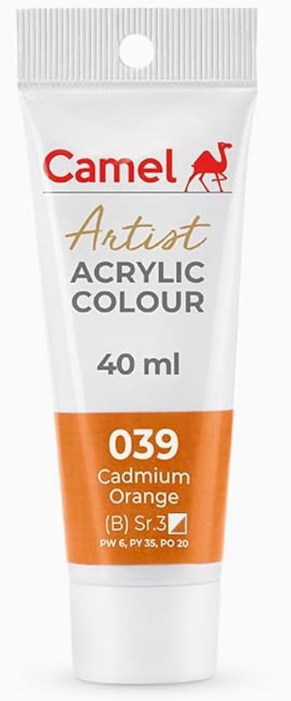 Camel Series 3 Artist Acrylic Colour 40 ml, 039 Cadium Orange