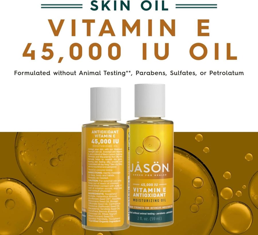 JÄ€SÃ–N Maximum Strength Skin Oil, Vitamin E 45,000 IU, 2 Oz