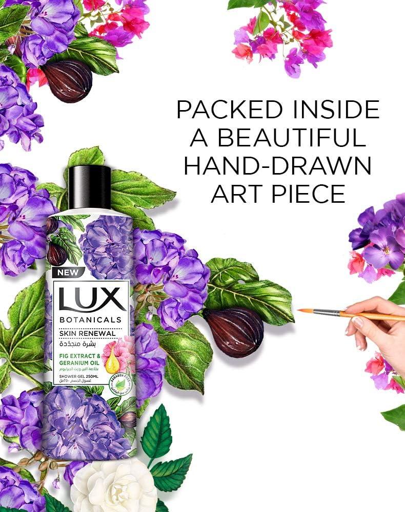 Lux Botanicals Body Wash, Skin Renewal, Fig & Geranium Oil, with 100% natural extracts suitable for all skin types, 500ml