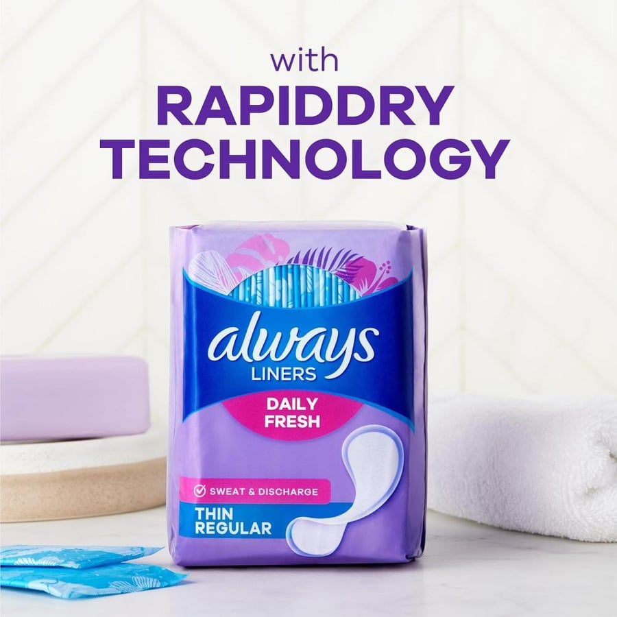 Always Thin Daily Panty Liners For Women, Light Absorbency, Unscented, 162 Count