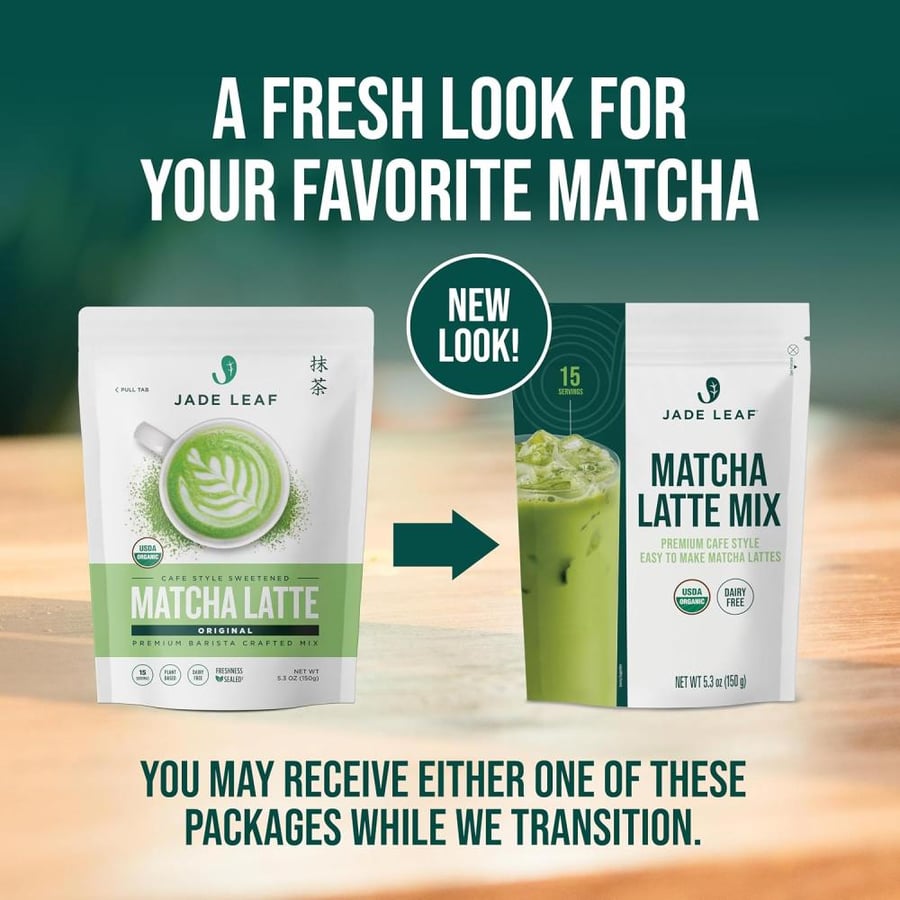Jade Leaf Matcha Organic Coffee Style Sweetened Matcha Latte Premium Barista Crafted Mix - Original - Authentic Japanese Origin (5.3 Ounce Pouch)