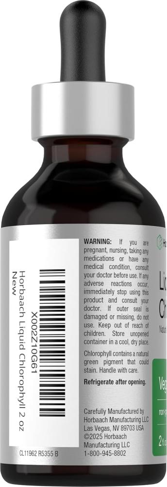 Horbäach Liquid Chlorophyll Drops | 56g | Vegan, Non-GMO & Gluten Free Formula | Natural Mint Flavor