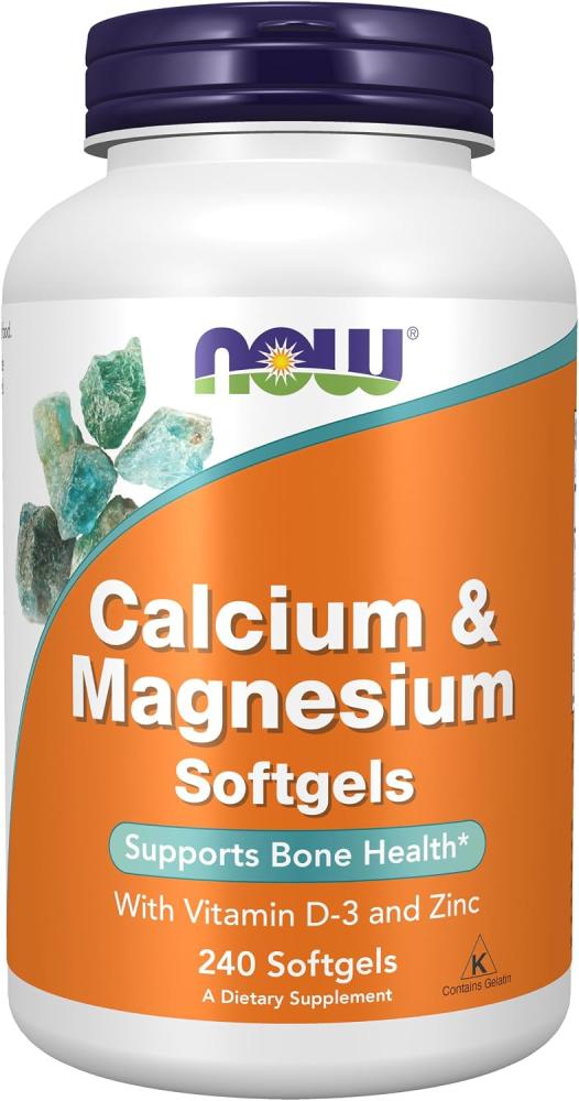 NOW Calcium Magnesium with Vitamin D3 and Zinc Food Supplements - 240 Softgels