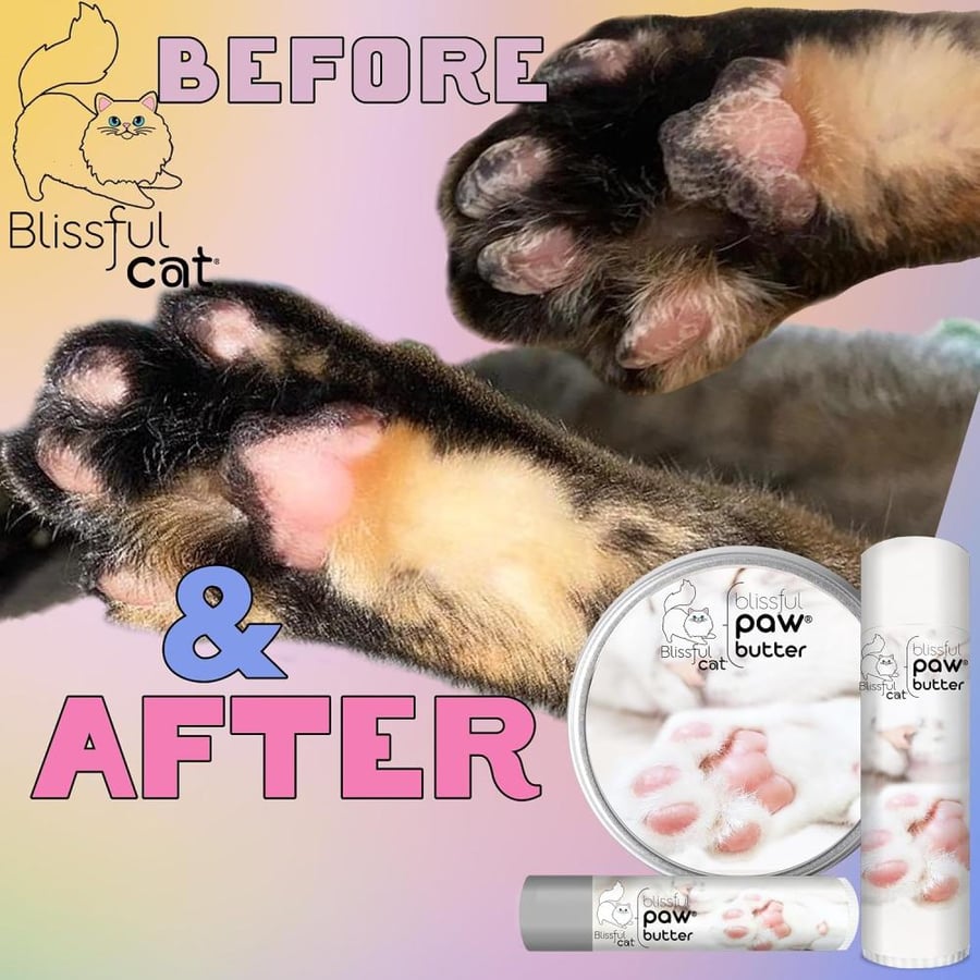 The Blissful Dog Cat Paw Butter, Moisturizer for Dry Paw Pads, Softens and Protects a Rough Paw, Versatile, Lick-Safe Cat Paw Balm, 0.15 oz.