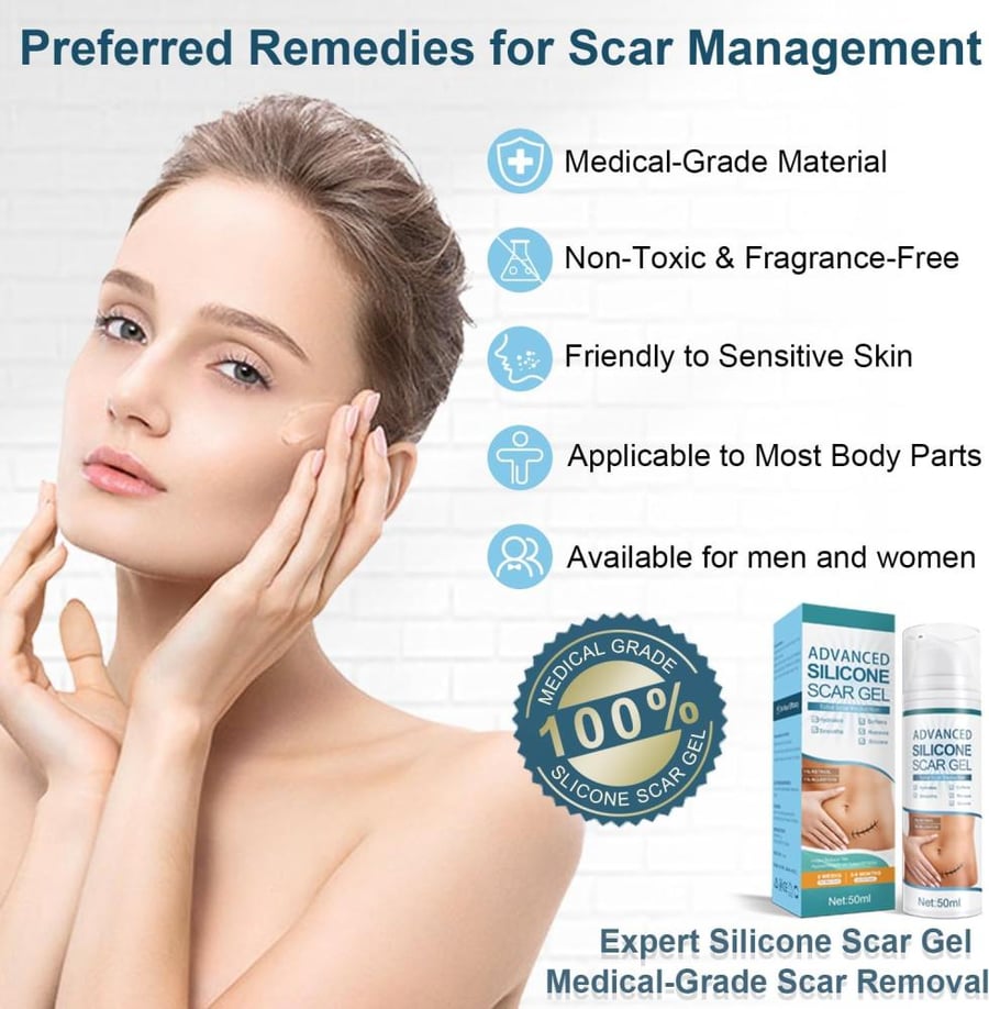 Advanced Scar Cream, Silicone Scar Gel, Treats Old and New Scars, Reduces the Appearance of Scars from, Body, Face, Stretch Marks, Surgical Scar, Keloids, Acne, Burns and More, 1.7 oz