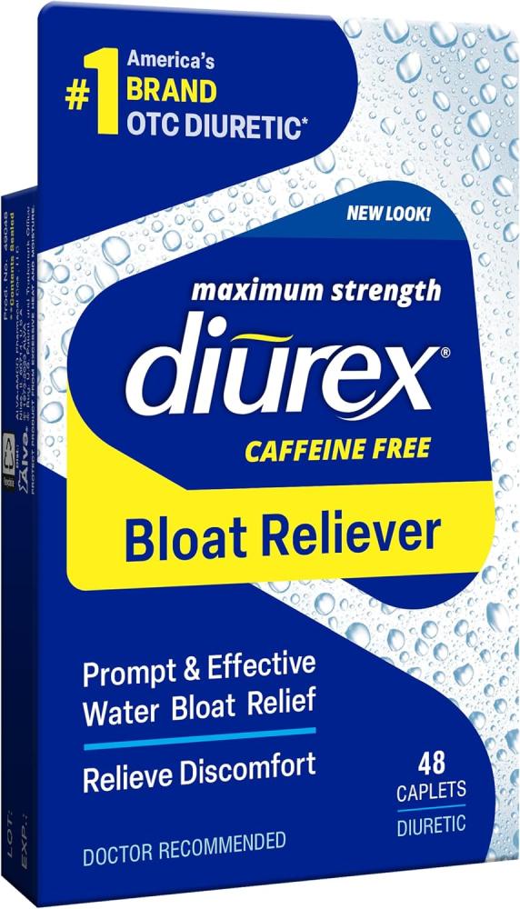 Diurex Max - Maximum Strength Caffeine-Free Diuretic Water Pills - Feel Better and Less Heavy, 48 Count (Pack of 1)