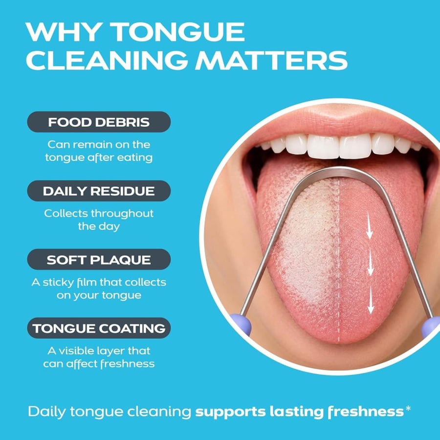 DrTungâ€™s Stainless Steel Metal Tongue Scraper - Tongue Cleaner for Adults, Kids, Helps Freshen Breath, Easy to Use Comfort Grip Handle, Comes with Fabric Travel Pouch - 1 Pack Multi color