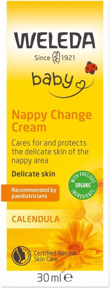 Weleda Nappy Cream with Calendula, Barrier Cream for Baby, Lanolin, Dermatologically Tested, Gentle Protection, 100% Certified Natural, 30 ml