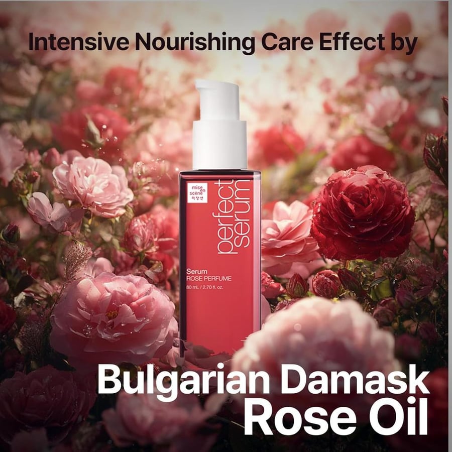 Mise En Scene Perfect Serum with Argan Oil Anti-Frizz Hydration for Damaged, Bleached Hair 80ml(2.7oz) (Rose Perfume Serum)