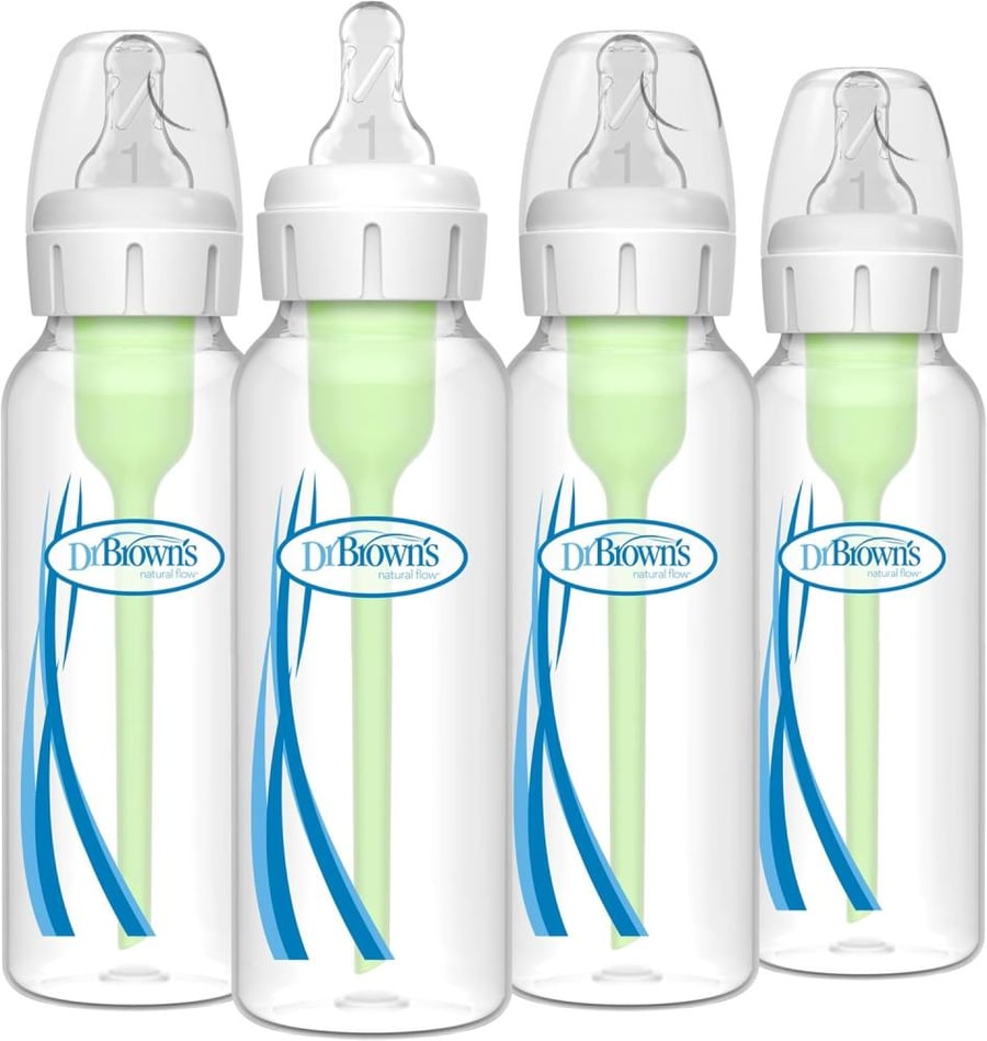 Dr. Brown's Baby Bottle, Options+ Anti-Colic Narrow Bottle, 8 Ounce (Pack of 4)