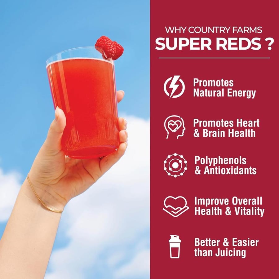 Country Farms Super Reds Energizing Polyphenol Superfood Berry Flavor - 200 g
