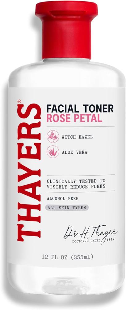 THAYERS Alcohol-Free Witch Hazel Facial Toner with Aloe Vera Formula, Rose Petal, 12 Fl Oz