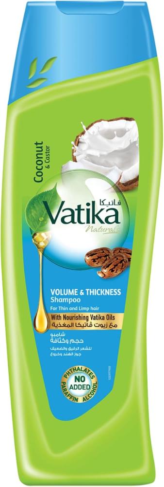 Vatika Naturals Volume & Thickness Shampoo 200ml | Enriched with Coconut & Castor Extracts | For Thin & Limp Hair | With Nourishing Vatika Oils |