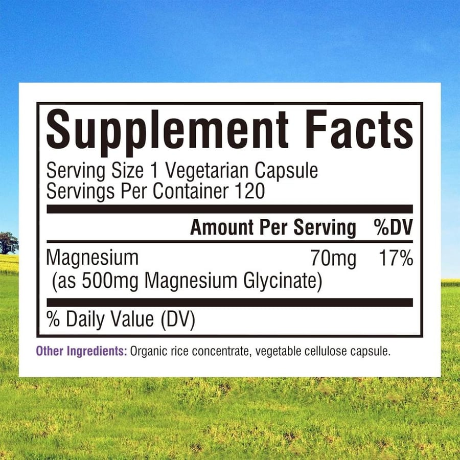 Innate Vitality Magnesium Glycinate 500mg | 70mg Elemental Magnesium Supplement - High Absorption, Non Buffered, Non-GMO & No Gluten - Vegan - Nerve Health - 120 Capsules (Pack of 1)