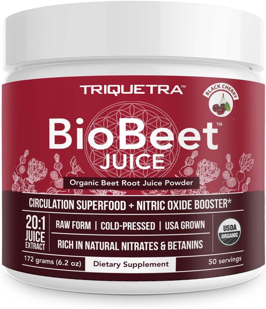 Triquetra Health BioBeet Beet Juice (Black Cherry Flavor) Maximum Potency 20X More Concentration Than Beet Root Powder - Organic, Cold Pressed, USA Grown Form