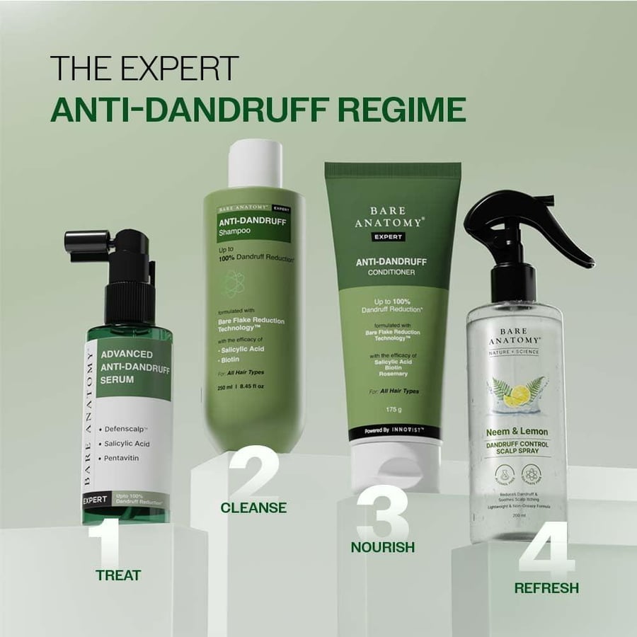 Bare Anatomy Anti-Dandruff Shampoo | Reduces Up to 100% Dandruff and Strengthens Hair | Derma Approved With Salicylic Acid & Biotin | For All Hair Types, Women and Men | 250ml