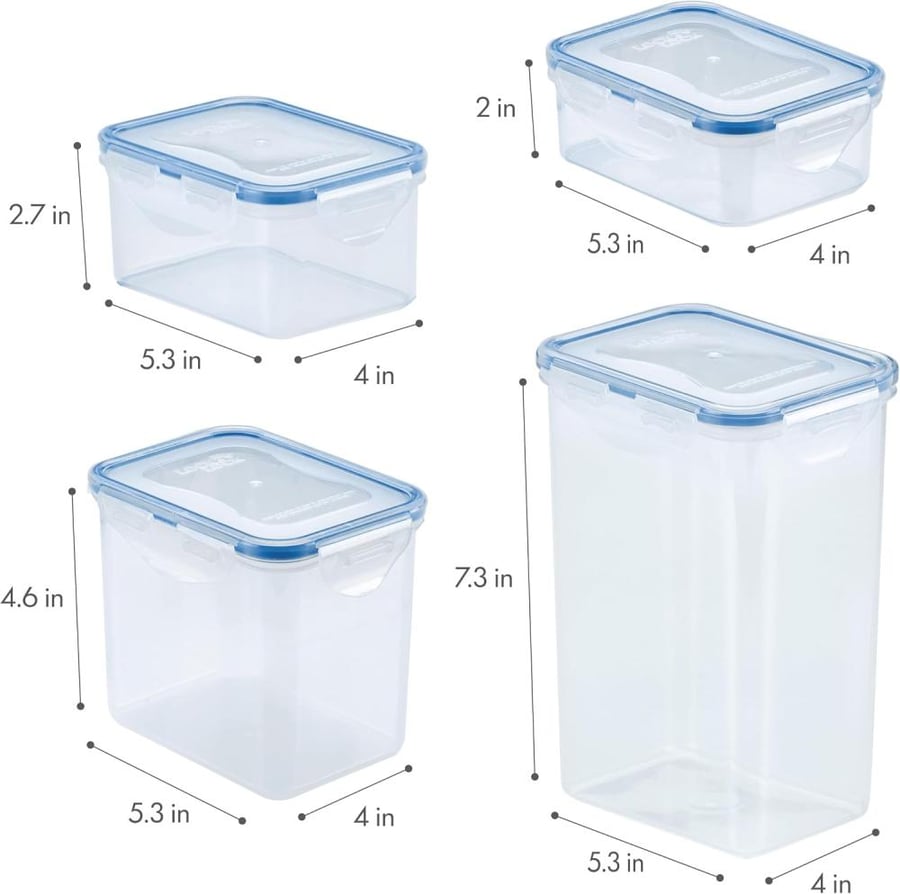 LocknLock LOCK & LOCK Easy Essentials Food Storage lids/Airtight containers, BPA Free, 14 Piece - Tall Rectangle, Clear