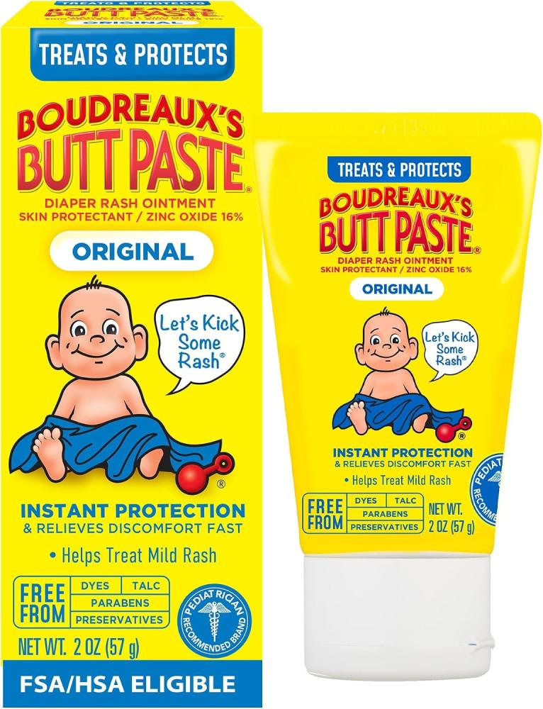 Boudreaux's Butt Paste Diaper Rash Ointment | Original | 2 oz. Tube | Paraben & Preservative Free