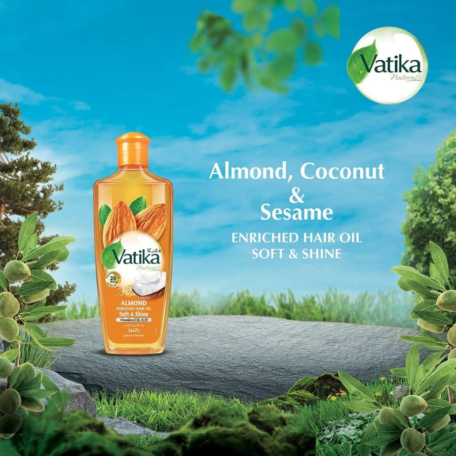 Vatika Naturals Almond Enriched Hair Oil 300ml | Multivitamin A,E & F | Softens & Boosts Shines | For Dry & Frizzy Hair