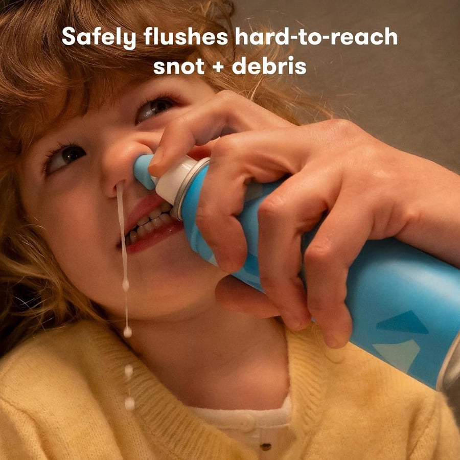 Frida Baby Saline Rinse for Toddler, Kids, Ages 2+, Saline Rinse for Sinus, Instant Congestion Relief & Allergy Relief, Flush Out Allergens, Mucus, Pollen, Dust, Safe for Daily Use