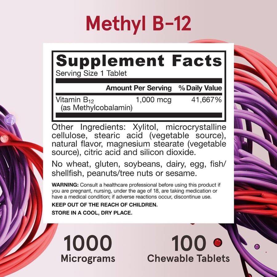 Jarrow Formulas Jarrow Formula Lemon Flavor Methyl B-12 Lozenges (1000 mcg, 100 Count)