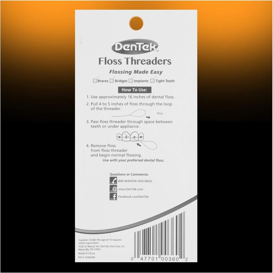 DenTek Floss Threaders | For Braces, Bridges, and Implants | 50 Count (Pack of 6)