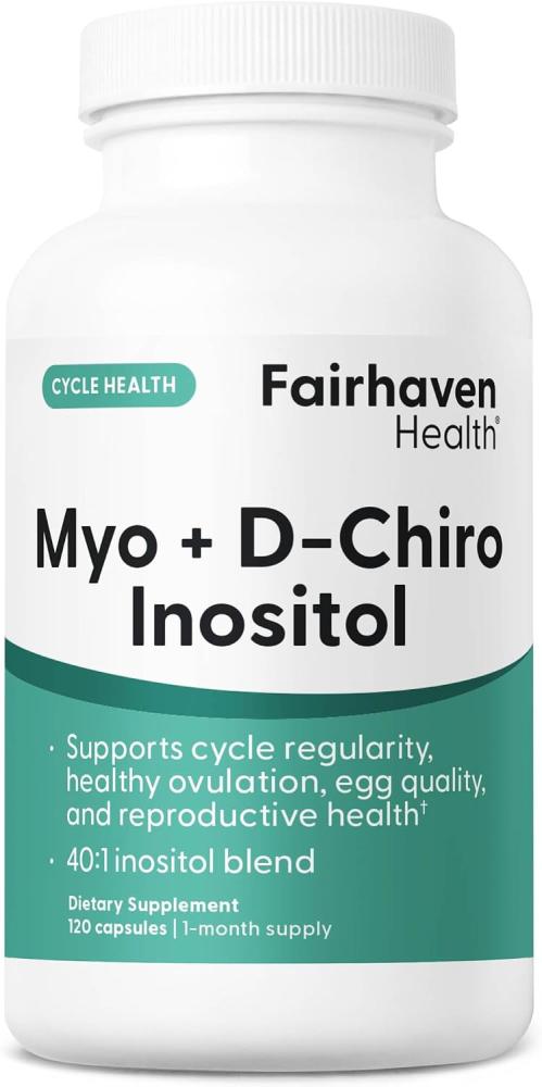 Fairhaven Health Myo-Inositol and D-Chiro Inositol Supplement | 40:1 Ratio| Vitamin B8 | Gluten and Dairy Free | 120 Inositol Capsules