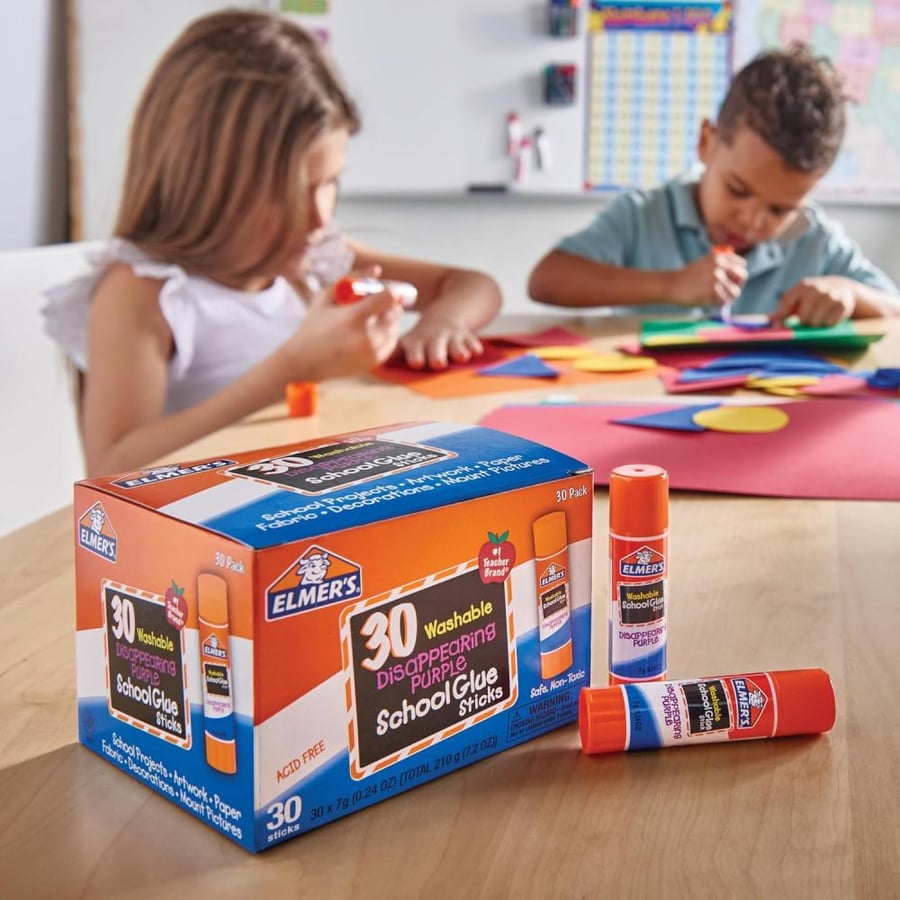 Elmer's Disappearing Purple School Glue Sticks, Washable, 7 Grams, 30 Count