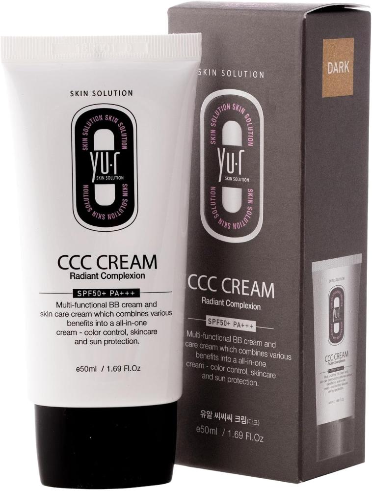 Yu.r CCC Cream SPF50+ PA+++ - 3-in-1 CC Cream with UV Protection, Moisture & Natural Tint for All Skin Types, 50 ml (Dark)
