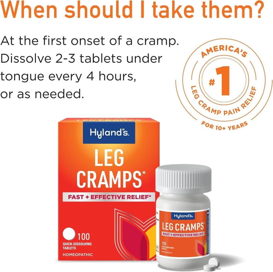 Hyland's Leg Cramp Tablets, Natural Relief of Calf, Leg and Foot Cramp, Quick Dissolving Tablets, 100 Count