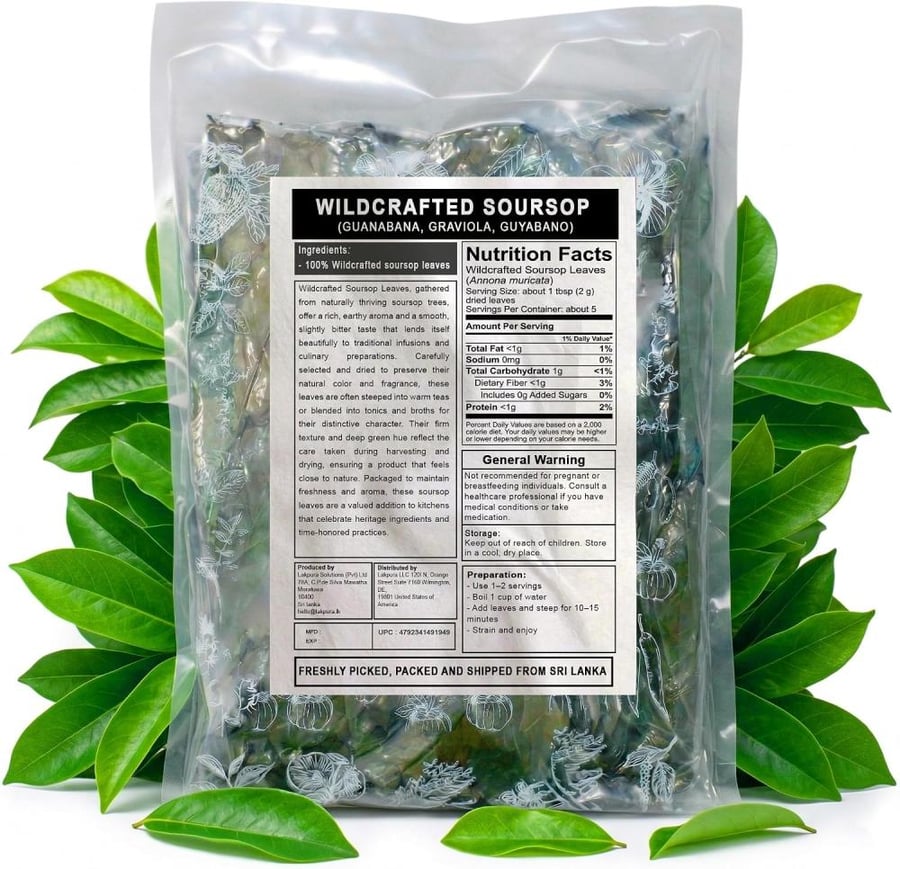 Organic Graviola Leaves/Soursop Leaves(guanabana)1000lves-by Purelife Herbs