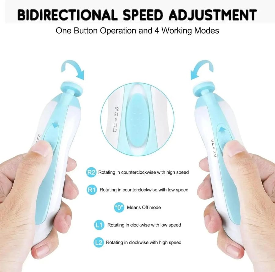 ToolHouse Baby Electric Nail File Drill, 6-in-1 Baby Electric Nail Grinder, Nail Clipper with 6 Grinding Heads for Fingers and Toes
