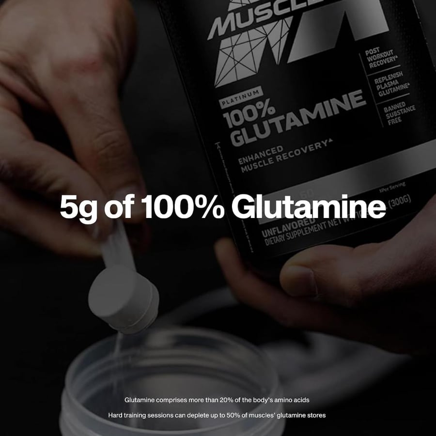 MuscleTech PLATINUM 100% Glutamine - Enhanced Muscle Recovery - 300g
