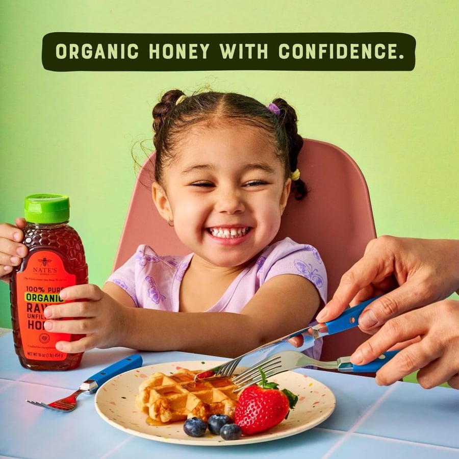 Nature Nate's 100% Pure Raw & Unfiltered Organic Honey; 32-oz. Squeeze Bottle; Product of Brazil and Uruguay; Enjoy Honey's Balanced Flavor and Wholesome Benefits, Just as Nature Intended