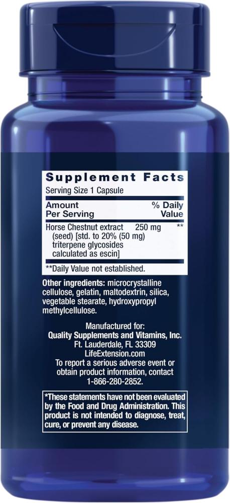 Life Extension Venotone (Standardized Horse Chestnut Seed Extract) 250 mg, 60 Capsules