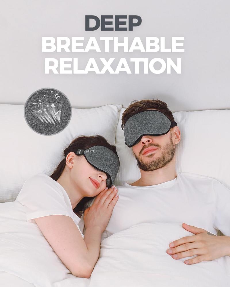 MZOO Luxury Sleep Mask for Back and Side Sleeper, 100% Block Out Light Sleeping Eye Mask for Women Men, Zero Eye Pressure 3D Contoured Night Blindfold, Breathable & Soft Eye Shade Cover