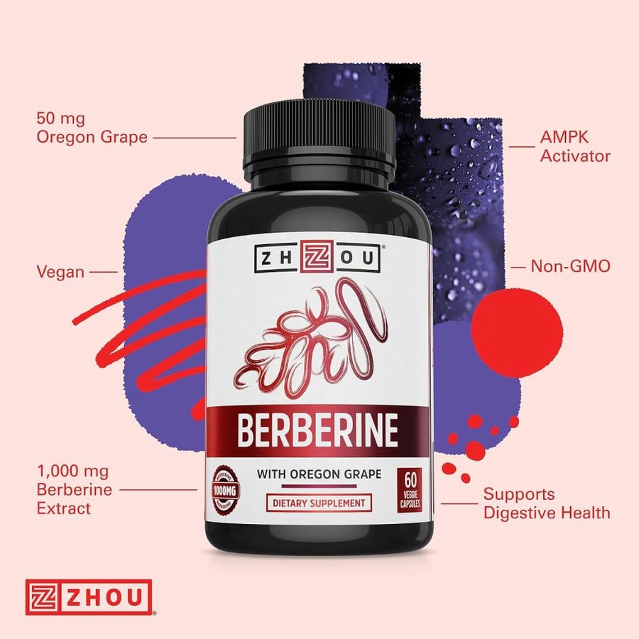 Zhou Nutrition Berberine with Oregon Grap, 60Count