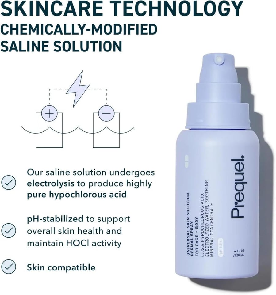 Prequel Skin Hypochlorous Acid Spray - HOCL Facial Mist Minerals 4oz