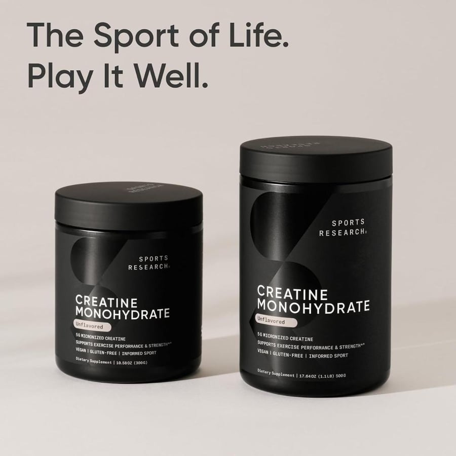 Sports Research - Creatine Monohydrate, 5G micronized Creatinine - 500g, Unflavoured