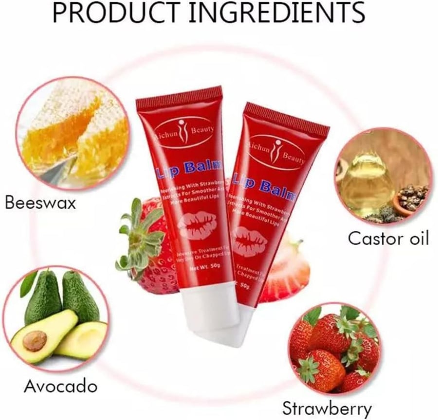 AICHUN BEAUTY Moisturizing Lip Balm Strawberry Smoother Dry Chapped Lips 50g/1.76oz