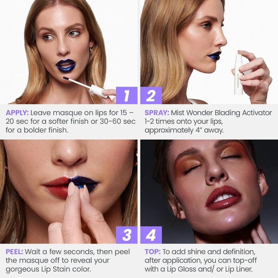 Wonderskin Wonder Blading Peel and Reveal Lip Stain Kit, Pink Lip Stain, Transfer Proof Peel Away Lip Stain, Matte Lip Makeup (Sweetheart)