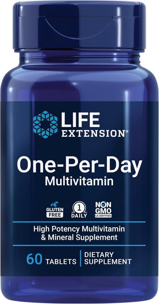 Life Extension One-Per-Day Multivitamin - Essential Vitamins & Minerals - for Healthy Immune Function, Cellular, Blood Vessel, Heart & Brain Health - Non-GMO, Gluten-Free - 60 Tablets